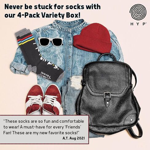 Hyp Friends Socks Mens and Womens Socks Featuring Friends TV Show | Gift Box, 4 Pack Casual Crew Socks in Saudi Arabia