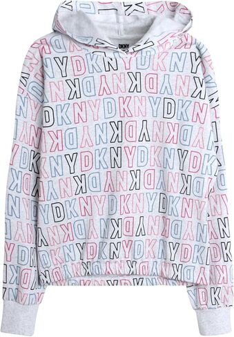 طقم بدلة رياضية للفتيات من DKNY - قطعتان من سويت شيرت صوف بقلنسوة وبنطلون رياضي (12M-16) in Kuwait
