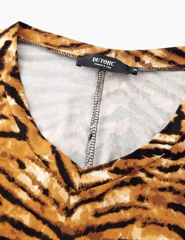 سترة نسائية كاجوال من DUYOHC برقبة على شكل حرف V وأكمام طويلة وطباعة حيوانات فضفاضة in Kuwait