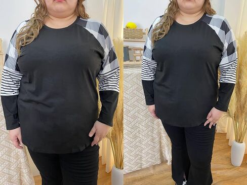 CARCOS بلوزات حجم كبير للنساء تويست معقود القمصان راجلان تونك البلوزات L-5XL in Kuwait