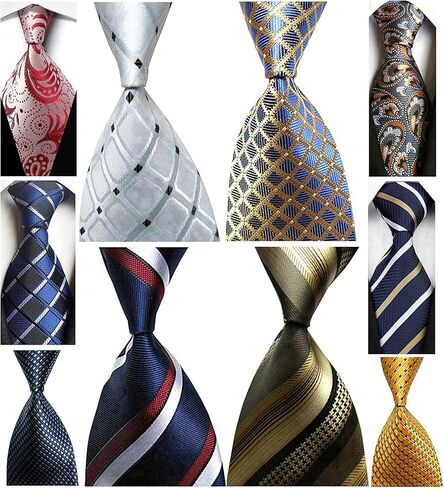 Wehug Lot 10 PCS Men's Ties 100% Silk Tie Woven Slim Necktie Jacquard Neck Ties Classic Ties in Kuwait