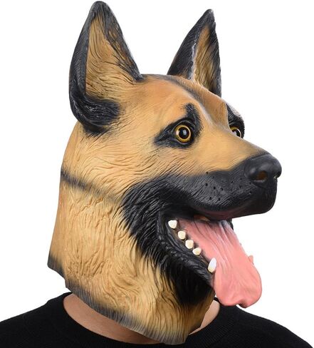 PARTY STORY Super Bowl Underdog German Shepherd Dog Latex Animal Head Mask For Halloween Novelty Costume in Kuwait