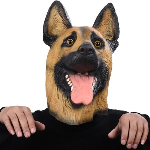 PARTY STORY Super Bowl Underdog German Shepherd Dog Latex Animal Head Mask For Halloween Novelty Costume in Kuwait