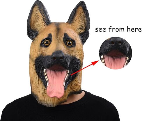 PARTY STORY Super Bowl Underdog German Shepherd Dog Latex Animal Head Mask For Halloween Novelty Costume in Kuwait