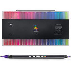 فرشاة برأس مزدوج وأقلام رسم سكتش بوينت من 48 قطعة - مجموعة ألوان كتاب هزلي in Kuwait