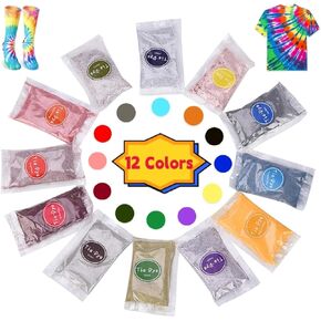مسحوق صبغ بالربط، عبوة من 12 لون نابض بالحياة قابلة لاعادة التعبئة لصبغ القماش اللامع الدائم، لوازم حفلات مصبوغة بالربط مناسبة للاطفال والكبار (12 × 5 غرام) in Kuwait