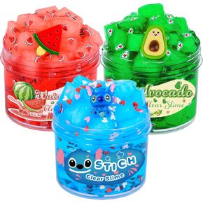 3 Pack Christmas Clear Slime Kit with Jelly Cubes and Cute Star Xmas Tree Charm Add Ins, Premade Holiday Crunchy Crystal Slime for Girls Boys, Kids Slime Party Favors Stocking Stuffers in Kuwait