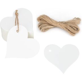 G2PLUS 100pc Kraft Paper Gift Tags - Heart Shaped, Blank, Wedding Favor Tags for DIY Crafts, Valentine's, Mother's Day Gift Wrapping (2.36''x2.36'')