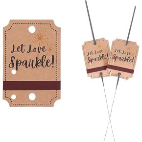 100PCS Kraft Wedding Send-Off Tags with Built-in Match Striker, Rustic ‘Let Love Sparkle’ Decor Craft Paper Sleeves for Ceremony Grand Exit, Anniversary, Parties, Graduation Favors, Engagement Event
