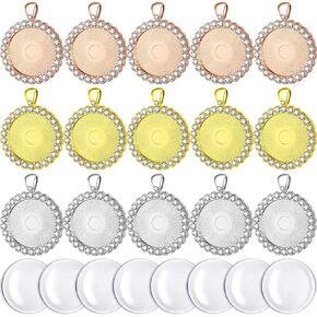 30 قطعة من حجر الراين على شكل حافة قلادة كابوشون مع حجر الراين الشفاف كابوشون لصنع المجوهرات DIY ، 3 ألوان (الذهب ، فضي ، روز ذهبي), زجاج ميتال in Kuwait