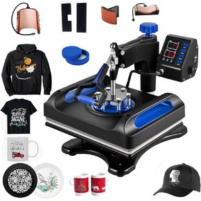 آلة ضغط حراري 15 × 15 بوصة، تجميع 5 في 1، تسخين سريع، 360 درجة تأرجح، مجموعة تصعيد متعددة الوظائف للتحكم الرقمي، أزرق in Kuwait