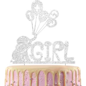 LINGTEER It's a Girl Elephant Baby Girl Rhinestone Cake Topper - Cheers to Sweet Baby Girl,Baby Shower Daughter First Bday Party Gift Decorations.- Gold in Kuwait