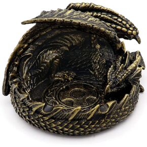 Haxtec Dragon Dice Jail Guardian DND Dice Tray Holder Dungeons and Dragons Accessories Novelty DM RPG Gift Dragon Statue Decor(Antique Silver)