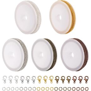 pandahall 16.4 قدم سلسله الخرز الفضائية لصنع المجوهرات السوداء الفولاذ المقاوم للصدا كابل ربط سلسله لفة قلادة سلسله السائبة مع حلقات القفز جراد البحر المشابك لصنع المجوهرات in Kuwait