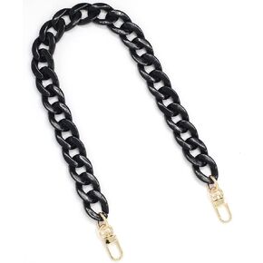 AUMEY 18 inch Oval Acrylic Chain/Plastic Chain/Clear Chain/Hand Bag Chain/Replacement Chain Strap/Set with Buckles