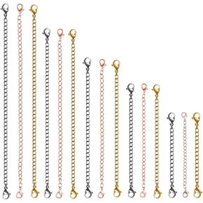15 Pcs Stainless Steel Necklace Extender Bracelet Extender Extender Chain Set 5 Different Length: 5 inch 4 inch 3.5 inch 3 inch 2 inch (5 Gold 5 Silver 5 Rose Gold) in Kuwait