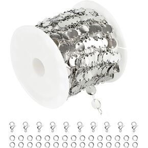UMAOKANG Gold Plated Jewelry Making Chain Bulk, 304 Stainless Steel Necklace Chains for Jewelry Making, Dainty Sequin Chain Roll with Jump Rings and Lobster Clasps in Kuwait