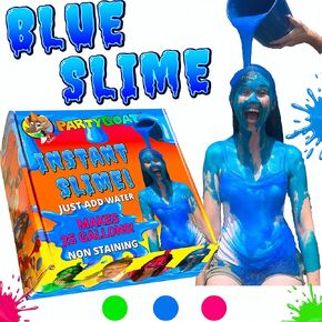 Party GOAT Instant Slime Powder! 25 GALLON BLUE Slime Mix. Makes Ten 10 qt Bulk Slime Buckets. Dump on Heads in Fundraising & Gender Reveal Games. Just Add Water for Bath Slime, Slime Pool & Slime Gun
