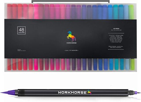 فرشاة برأس مزدوج وأقلام رسم سكتش بوينت من 48 قطعة - مجموعة ألوان كتاب هزلي in Kuwait