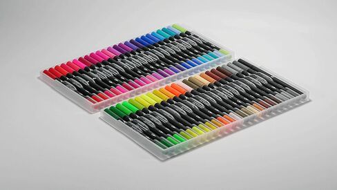 فرشاة برأس مزدوج وأقلام رسم سكتش بوينت من 48 قطعة - مجموعة ألوان كتاب هزلي in Kuwait