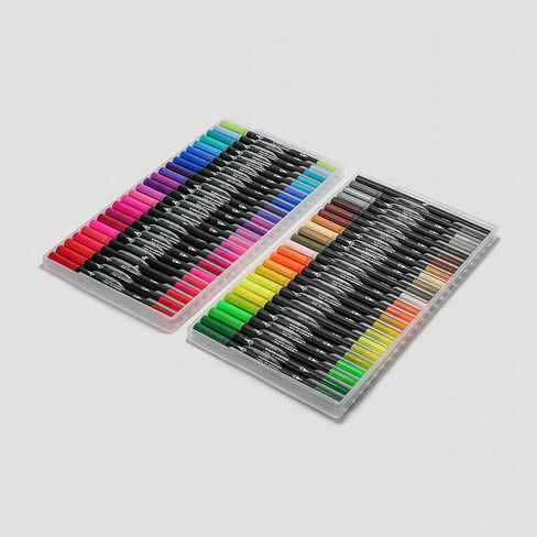 فرشاة برأس مزدوج وأقلام رسم سكتش بوينت من 48 قطعة - مجموعة ألوان كتاب هزلي in Kuwait