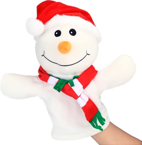 Hopearl Plush Christmas Snowman Hand Puppet with Open Movable Mouth for Imaginative Play, Role Play, Interactive Toy for Storytelling Teaching Puppet Theater, Gift for Kids Boys Girls, White, 17'' in Kuwait