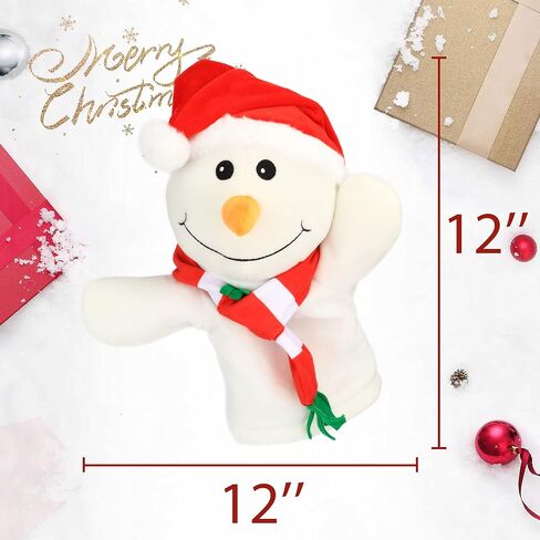 Hopearl Plush Christmas Snowman Hand Puppet with Open Movable Mouth for Imaginative Play, Role Play, Interactive Toy for Storytelling Teaching Puppet Theater, Gift for Kids Boys Girls, White, 17'' in Kuwait