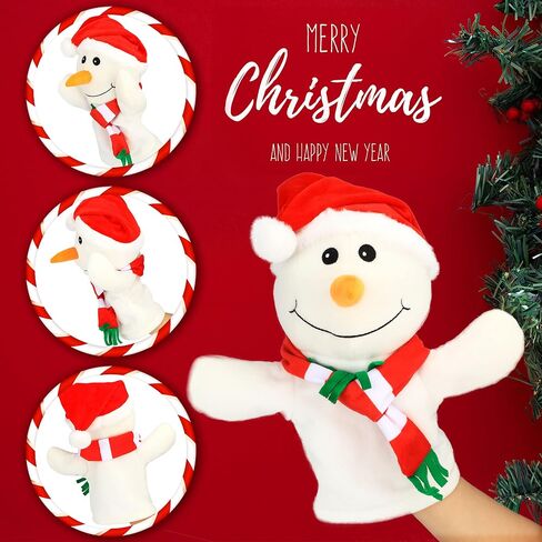 Hopearl Plush Christmas Snowman Hand Puppet with Open Movable Mouth for Imaginative Play, Role Play, Interactive Toy for Storytelling Teaching Puppet Theater, Gift for Kids Boys Girls, White, 17'' in Kuwait
