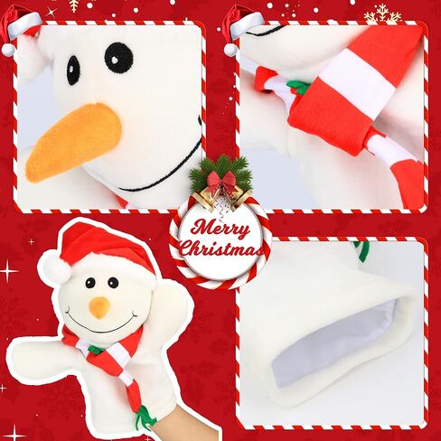 Hopearl Plush Christmas Snowman Hand Puppet with Open Movable Mouth for Imaginative Play, Role Play, Interactive Toy for Storytelling Teaching Puppet Theater, Gift for Kids Boys Girls, White, 17'' in Kuwait