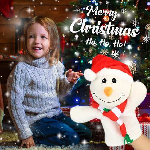 Hopearl Plush Christmas Snowman Hand Puppet with Open Movable Mouth for Imaginative Play, Role Play, Interactive Toy for Storytelling Teaching Puppet Theater, Gift for Kids Boys Girls, White, 17'' in Kuwait