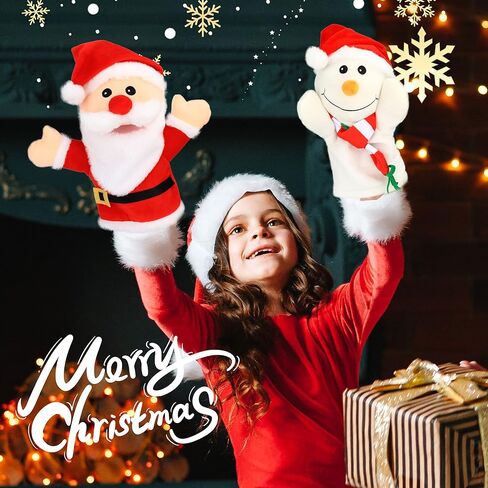 Hopearl Plush Christmas Snowman Hand Puppet with Open Movable Mouth for Imaginative Play, Role Play, Interactive Toy for Storytelling Teaching Puppet Theater, Gift for Kids Boys Girls, White, 17'' in Kuwait