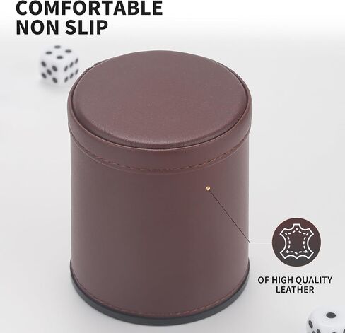 5 Pack PU Leather Dice Cups Velvet Felt-Lined Shaker Cups with 30 Dot Dice for Bar Party Yahtzee Farkle Dice Games in Kuwait