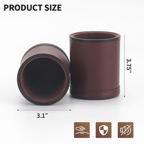 5 Pack PU Leather Dice Cups Velvet Felt-Lined Shaker Cups with 30 Dot Dice for Bar Party Yahtzee Farkle Dice Games in Kuwait