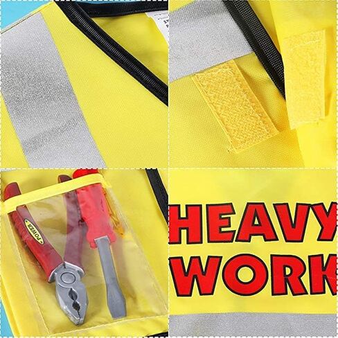 زي عامل البناء للأطفال مجموعة لعب الأدوار للأطفال 2 3 4 5 6 سنوات للأولاد والبنات باللون الأصفر in Kuwait