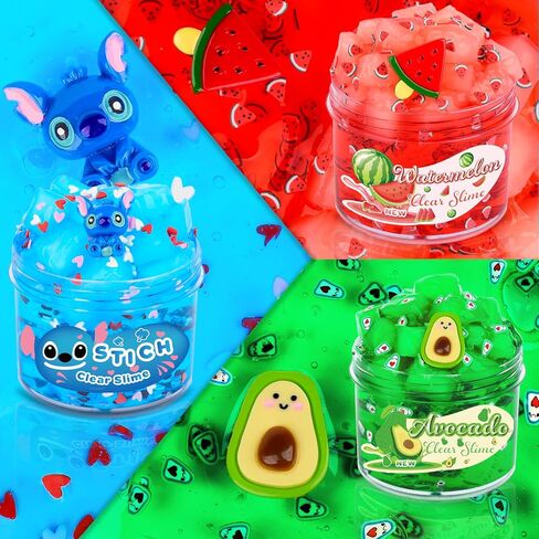 3 Pack Christmas Clear Slime Kit with Jelly Cubes and Cute Star Xmas Tree Charm Add Ins, Premade Holiday Crunchy Crystal Slime for Girls Boys, Kids Slime Party Favors Stocking Stuffers in Kuwait
