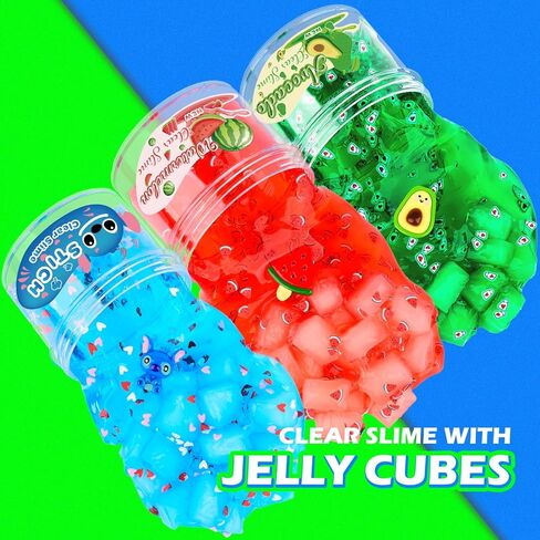 3 Pack Christmas Clear Slime Kit with Jelly Cubes and Cute Star Xmas Tree Charm Add Ins, Premade Holiday Crunchy Crystal Slime for Girls Boys, Kids Slime Party Favors Stocking Stuffers in Kuwait
