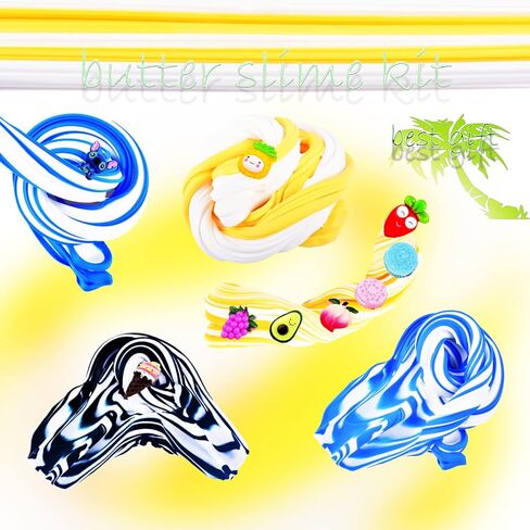 9 PCS Butter Slime Kits Strechy Non-Sticky and Glossy Slime,Scented Slime Mud,Butter Slime Stress Relief Toy for Girls and Boys Birthday Gifts in Kuwait