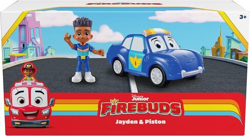 Disney Junior Firebuds, Jayden and Piston, Action Figure and Police Car Toy with Interactive Eye Movement, Kids Toys for Boys and Girls Ages 3 and up in Kuwait