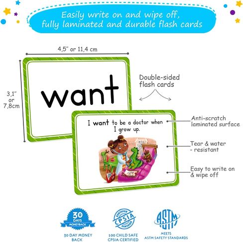 250 Sight Words Flash Cards for Kindergarten with Pictures, Dolch Sight Words Pre-K for Toddlers 3 4 5 6 7 8 Years, High Frequency Words Reading Cards for Kids Ages 4-8, Preschool - Simply Magic in Kuwait