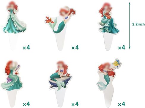 24 قطعة من زينة الكب كيك بتصميم حورية البحر، لوازم تزيين حفلات اعياد الميلاد وحفلات استقبال المولود للبنات وحفلات بطابع حورية البحر، حفلة بطابع تحت البحر in Kuwait