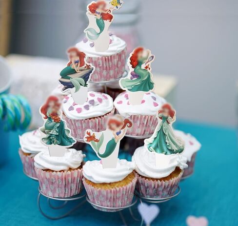 24 قطعة من زينة الكب كيك بتصميم حورية البحر، لوازم تزيين حفلات اعياد الميلاد وحفلات استقبال المولود للبنات وحفلات بطابع حورية البحر، حفلة بطابع تحت البحر in Kuwait