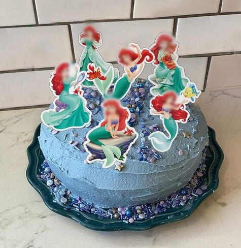 24 قطعة من زينة الكب كيك بتصميم حورية البحر، لوازم تزيين حفلات اعياد الميلاد وحفلات استقبال المولود للبنات وحفلات بطابع حورية البحر، حفلة بطابع تحت البحر in Kuwait