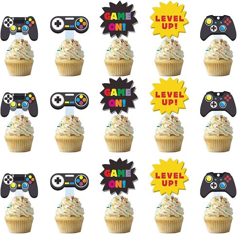 30 قطعة من ألعاب الفيديو من Weimaro لتزيين الكعك والكب كيك وزينة الكعك مثالية لحفلات ألعاب الأطفال، مستلزمات حفلات أعياد الميلاد in Kuwait