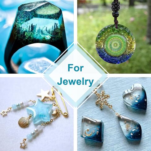 UV Resin - 200g Crystal Clear UV Resin Kit, UV Glue with Glitter, Solar Cure Sunlight Epoxy Resin, Fast Curing UV Resina for Jewelry Making, Earring Pendant, Craft Decoration DIY - Each 100g in Kuwait