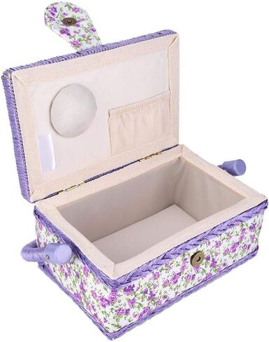 Floral Printed Sewing Basket, Flower Design Vintage Sewing Basket Sewing Kit Storage Box for Storage Sewing Kit in Saudi Arabia