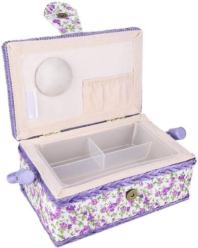 Floral Printed Sewing Basket, Flower Design Vintage Sewing Basket Sewing Kit Storage Box for Storage Sewing Kit in Saudi Arabia