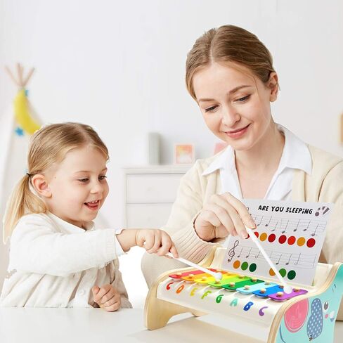 لعبة إكسيليفون للأطفال، أداة إكسيليفون للطفل مجهزة بشكل مثالي مع بطاقات موسيقية وطرق آمنة للأطفال، هدايا عيد ميلاد للبنات والأولاد بعمر عامين in Kuwait