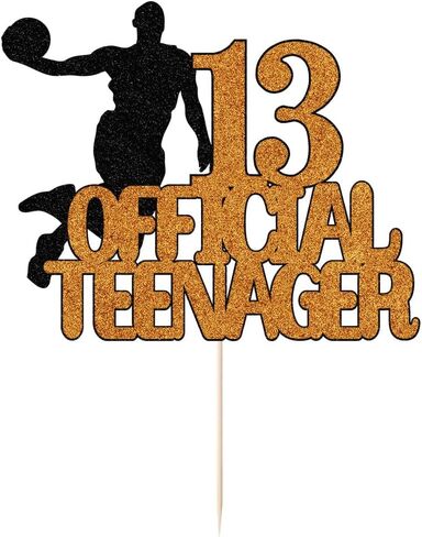 13 قطعة علوية رسمية لكعكة المراهقين - غلاف كعكة عيد الميلاد اللامع تحت عنوان كرة السلة، اختيار كعكة عيد الميلاد الثالث عشر، حفلة صبي يبلغ من العمر ثلاثة عشر عامًا ونجوم كرة السلة وديكور الحفلات الرياضية (الثالث عشر) in Kuwait