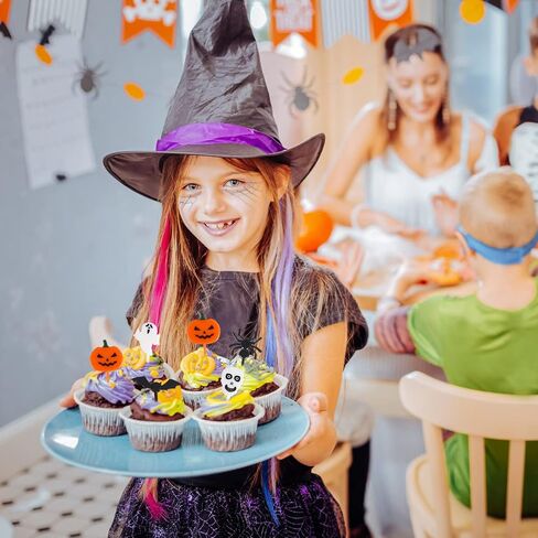 CCINEE 80pcs Plastic Halloween Picks, Halloween Cupcake Topper Picks Food Picks Ghost Pumpkin Spiders Bats Skull Cupcake Toppers for Kids Birthday Party Themed Party in Saudi Arabia