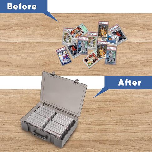حافظة بطاقات من آر إتش كوم متوافقة مع بي جي إس إيه إف جي إس إيه إف جي إس للتداول الرياضي المتدرجة 80 بطاقة، صندوق تخزين بطاقات بألواح مقاومة للماء مع إسفنج ممتص للصدمات in Kuwait